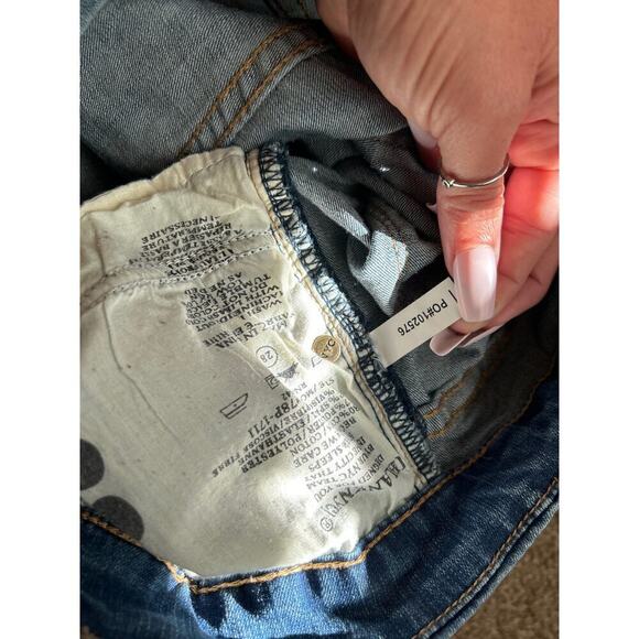 Blank NYC jeans two tone denim 70's front hem slit frayed bottom cropped SZ 28" - Picture 5 of 8